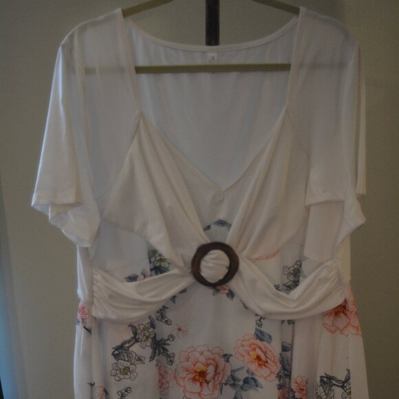 Rosegal® Babydoll Top – White Floral Print, US 22, NWOT, 100% Polyester - Picture 1 of 9